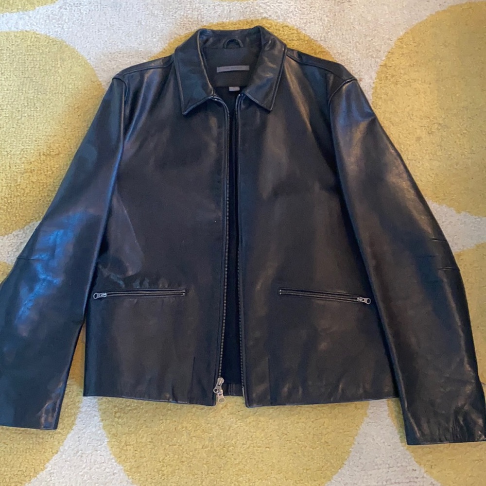 JOHN VARVATOS Black leather vintage jacket sz 50